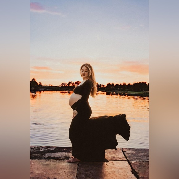 Dedysler Black Maternity Dress for Photos Open Belly Photoshoot Gown Size L EUC - Picture 3 of 4